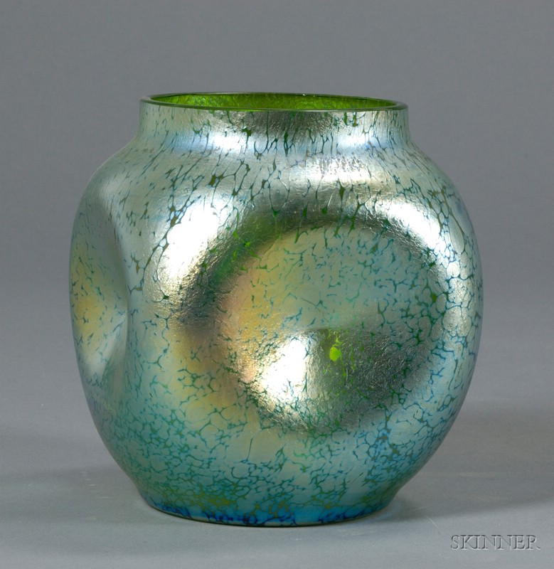 Appraisal: Vase Possibly Loetz Glass Europe early th century Circular neck