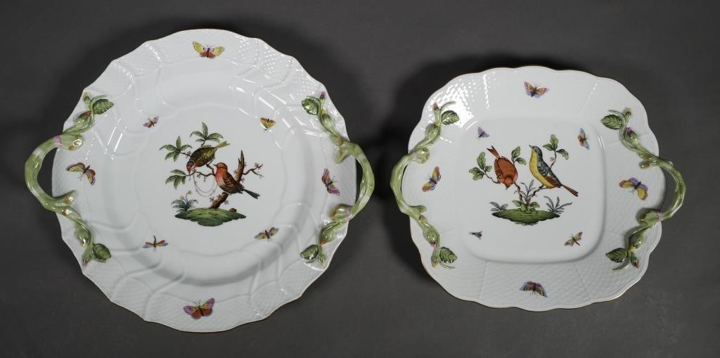 Appraisal: Two Herend Hungary Rothschild Bird fine porcelain china serving trays