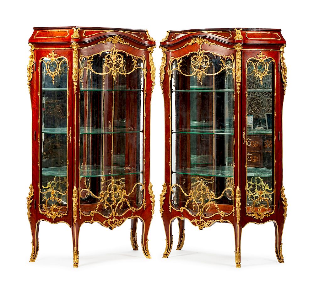 Appraisal: A Pair of Louis XV Style Gilt-Bronze-Mounted Kingwood and Tulipwood