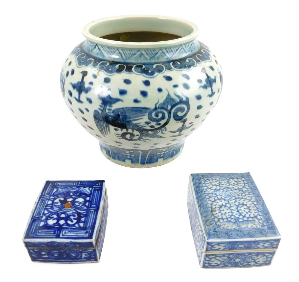 Appraisal: ASIAN Chinese blue and white porcelain late th - th