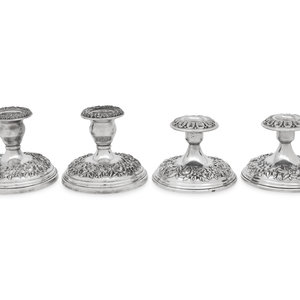 Appraisal: Two Pairs of S Kirk and Son Repousse Silver Candlesticks