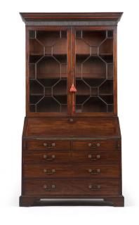 Appraisal: A George III mahogany secretary cabinet Early th century constructed