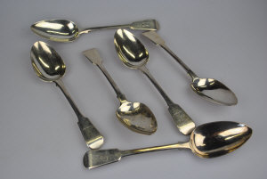 Appraisal: A set of six George III silver fiddle pattern table