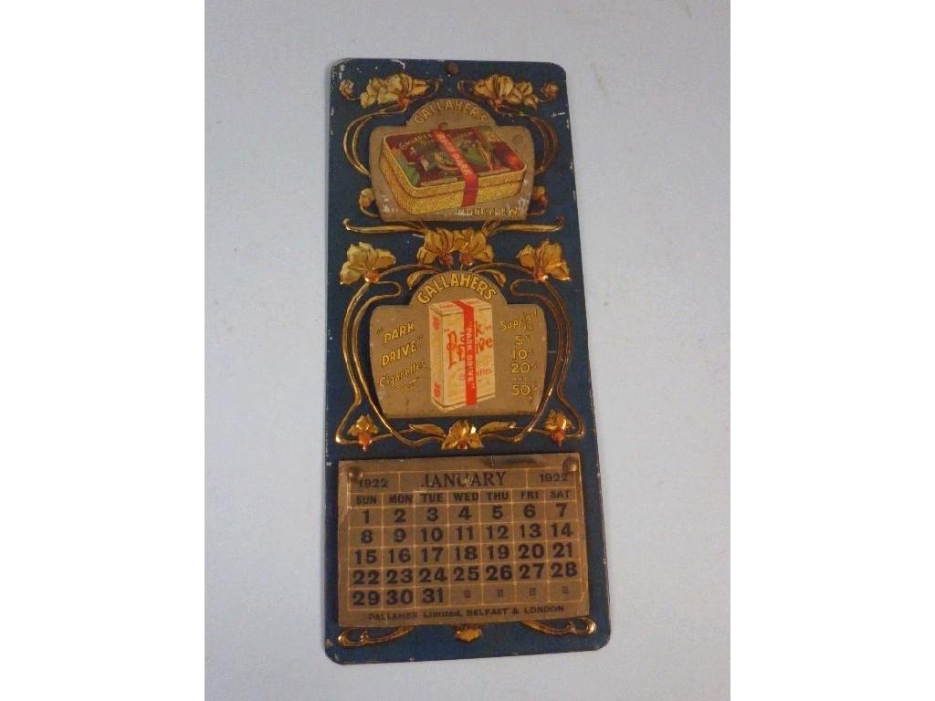 Appraisal: An early thC tin plate calendar letter rack for Gallagher's