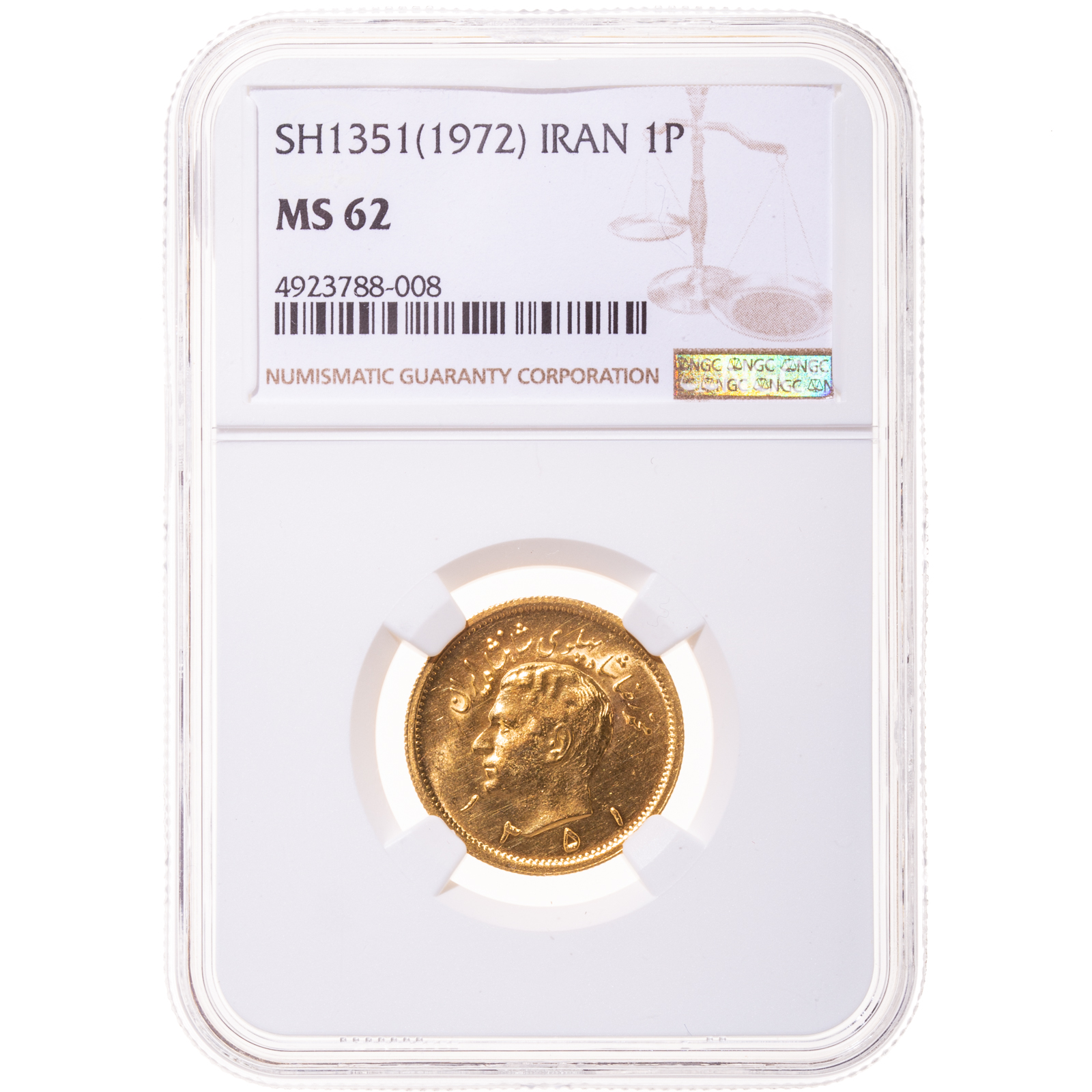 Appraisal: SH IRAN GOLD PAHLAVI NGC MS From SH an Iran