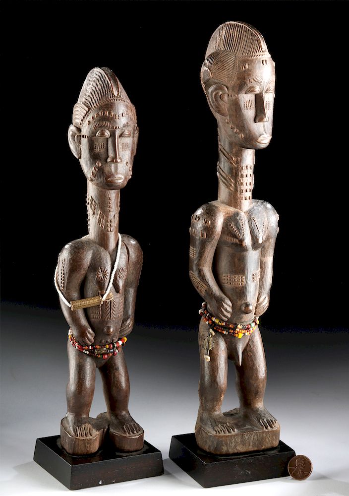 Appraisal: Pair of th C Baule Wooden Figures - Blolo Bla