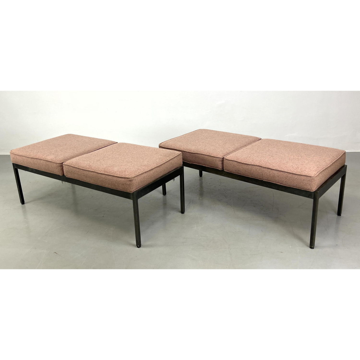 Appraisal: Pr GEORGE NELSON style Steel Case Benches Steel frame supports