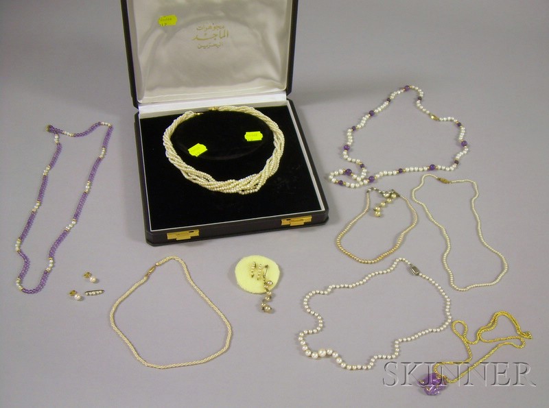 Appraisal: Group of Cultured and Seed Pearl Jewelry including five necklaces