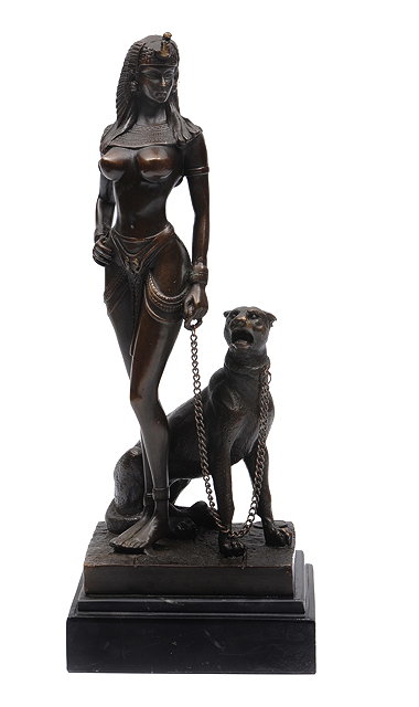 Appraisal: A CONTEMPORARY BRONZE SCULPTURE OF A SEMI-NUDE 'CLEOPATRA' standing with