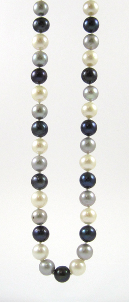 Appraisal: MULTI-COLOR PEARL NECKLACE AND BRACELET each strung with white gray