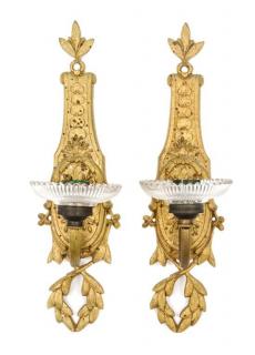 Appraisal: A Pair of Empire Style Gilt Metal Sconces Height inches