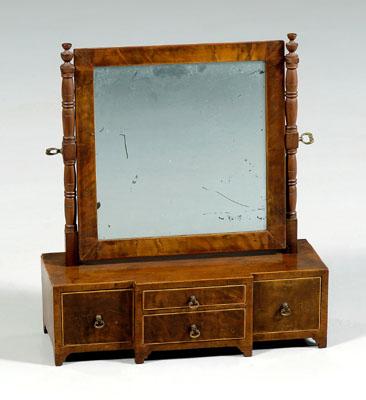 Appraisal: American Federal shaving mirror inlaid mahogany four dovetailed drawers with