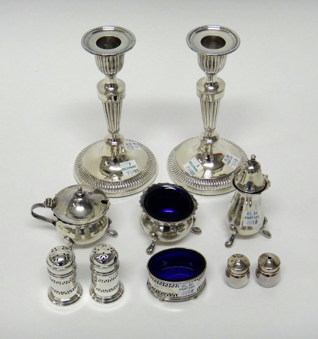 Appraisal: Silver and silver mounted wares comprising a pair of table