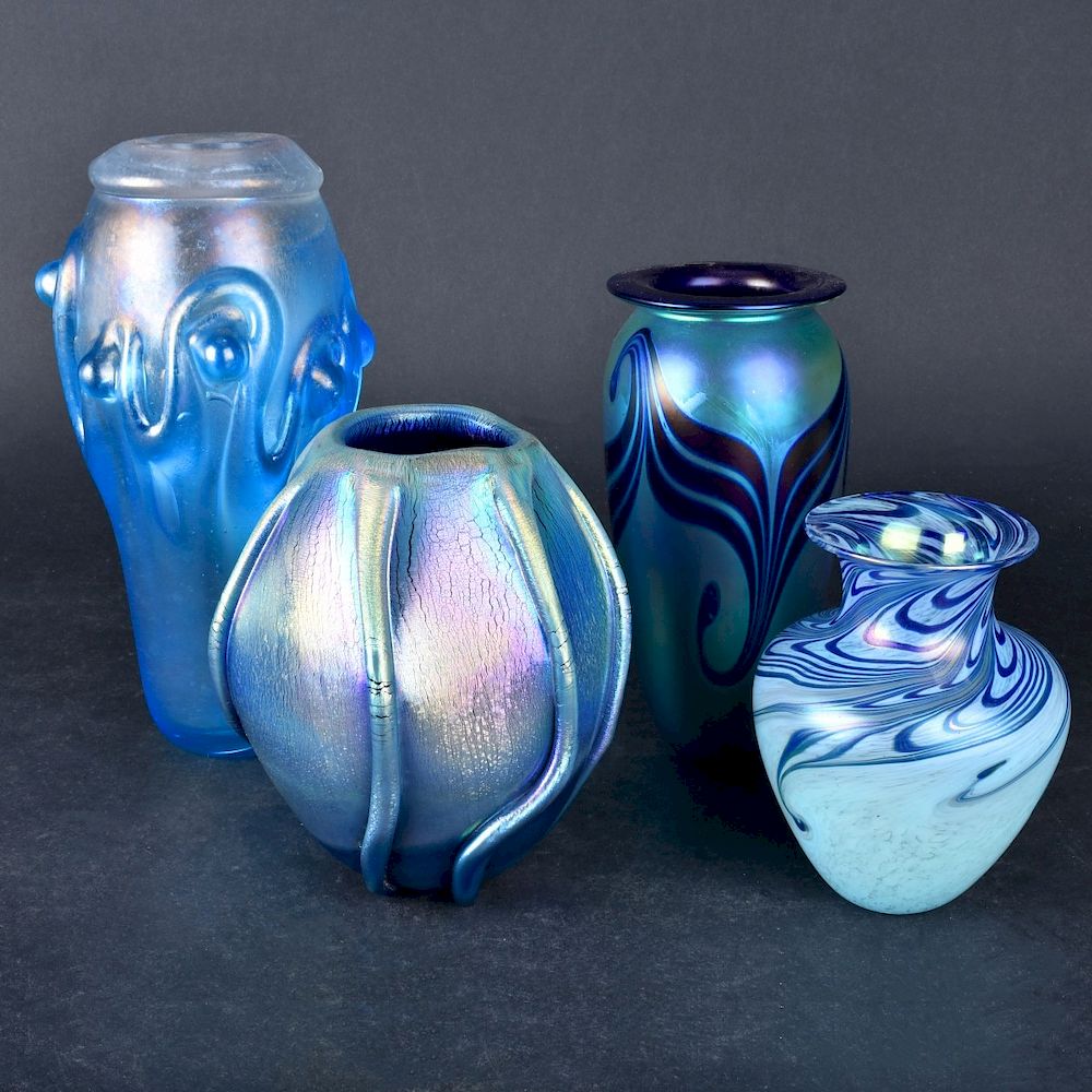 Appraisal: Four Contemporary Art Glass Vases Four Contemporary Art Glass Vases