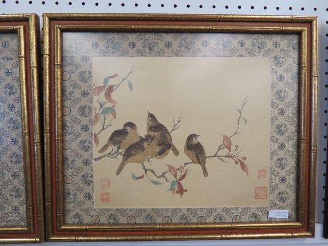 Appraisal: Chinese Painting on Silk of Birds on Branch signed image