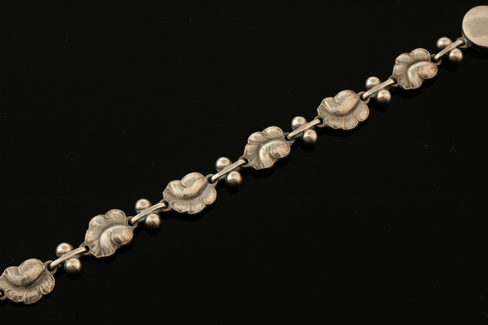 Appraisal: A silver bracelet by Georg Jensen The sterling silver bracelet