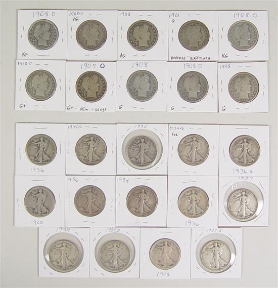 Appraisal: Group of Half Dollars Ten Barber Halves with various dates