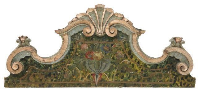 Appraisal: French paint decorated architectural crest th th c parcel gilt