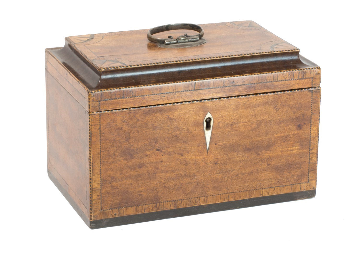 Appraisal: A George III mahogany and marquetry tea caddy with a