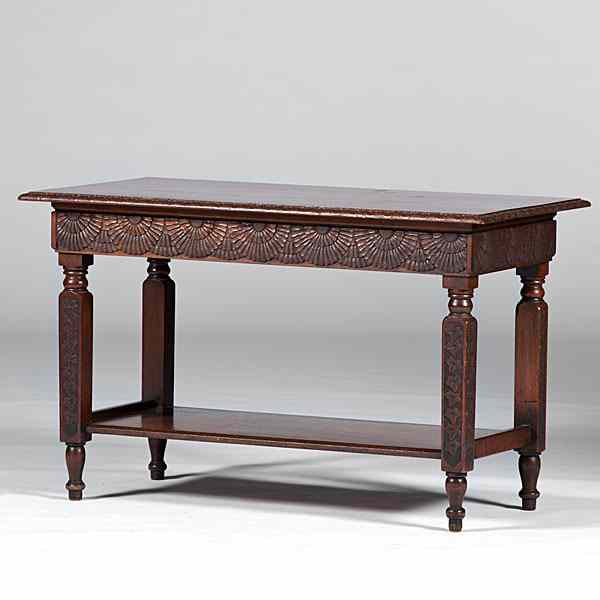 Appraisal: Cincinnati Art-Carved Library Table American Cincinnati last quarter th century