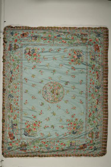 Appraisal: A MAGNIFICENT CHINESE SILK COVERLET worked in polychrome with a