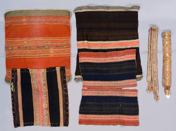 Appraisal: Six Andean textiles Including four mantas and two sashes length