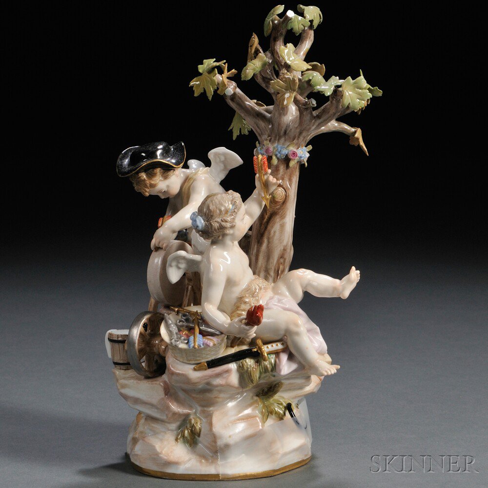 Appraisal: Meissen Porcelain Figure Group with Cherubs Germany late th century