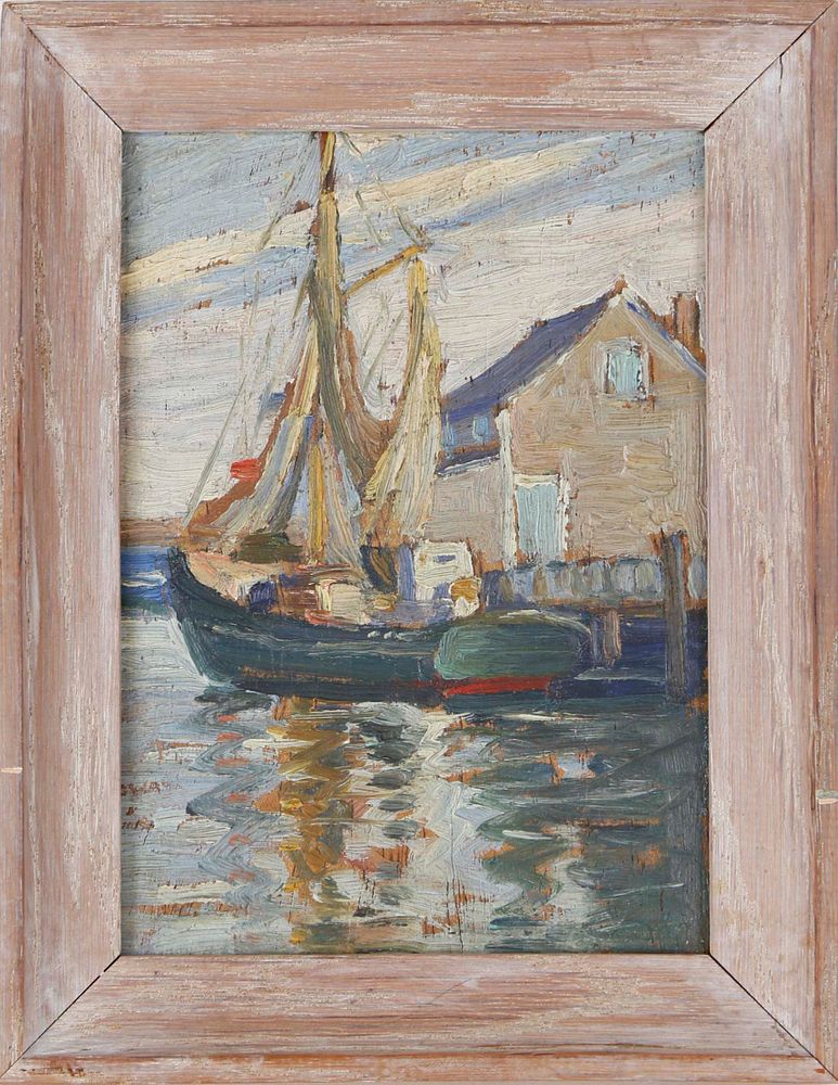 Appraisal: Anne Ramsdell Congdon Oil on Board Green Hull Fishing Boat