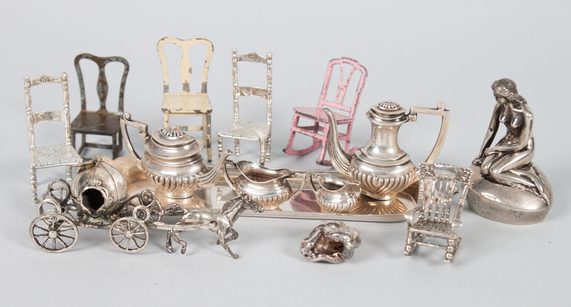 Appraisal: Group of Continental silver miniature items including English silver coffee