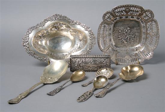 Appraisal: A Group of Sterling Silver Articles Length of largest inches