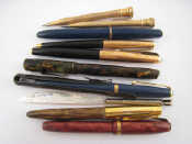 Appraisal: A mixed lot comprising nine various fountain pens and ball