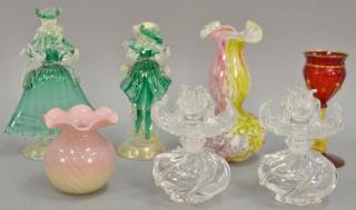 Appraisal: Seven piece art glass group to include a pair of