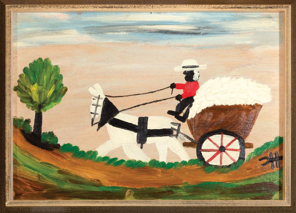 Appraisal: Clementine Hunter American Louisiana - Hauling Cotton oil on board