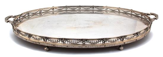 Appraisal: Sale Lot A Continental Silver Two-Handle Tray TH CENTURY having