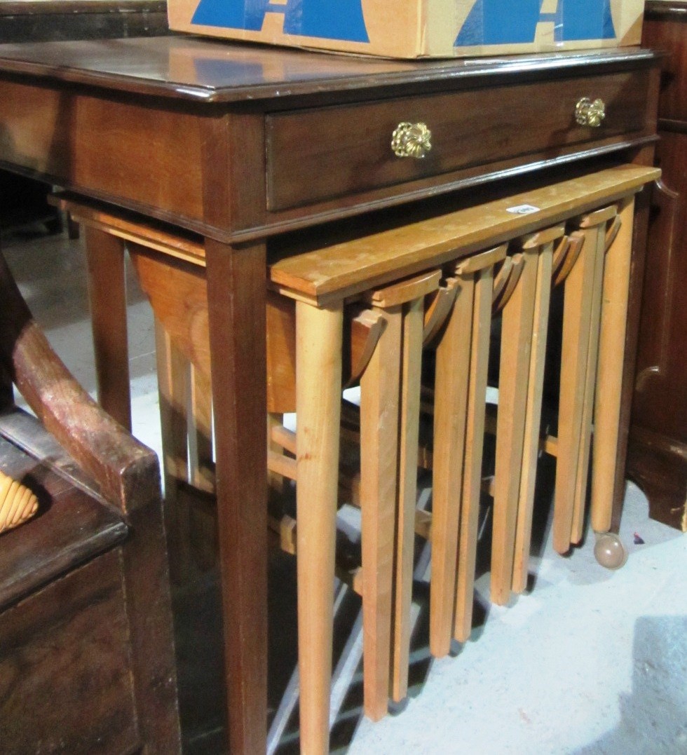 Appraisal: A th century mahogany rectangular single drawer side table