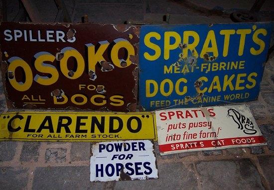 Appraisal: Five enamel signs advertising Spratts Dog Cakes cm x cm