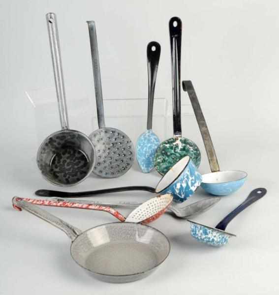 Appraisal: Lot of Graniteware Utensils Description Includes four American Gray four