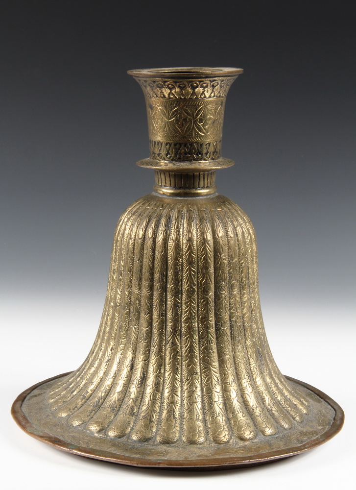 Appraisal: HOOKAH BASE - Brass and Copper with overall engraved foliate