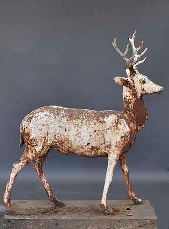 Appraisal: 's JW Fiske Cast Iron Stag Deer on Stand 's