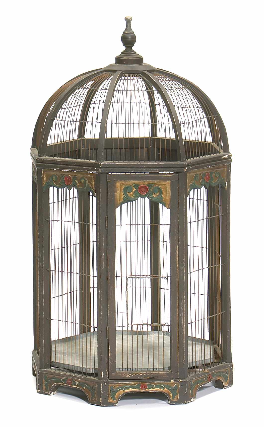 Appraisal: A paint decorated birdcage height in diameter in