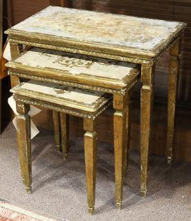 Appraisal: Continental giltwood nesting tables Continental giltwood nesting tables late th