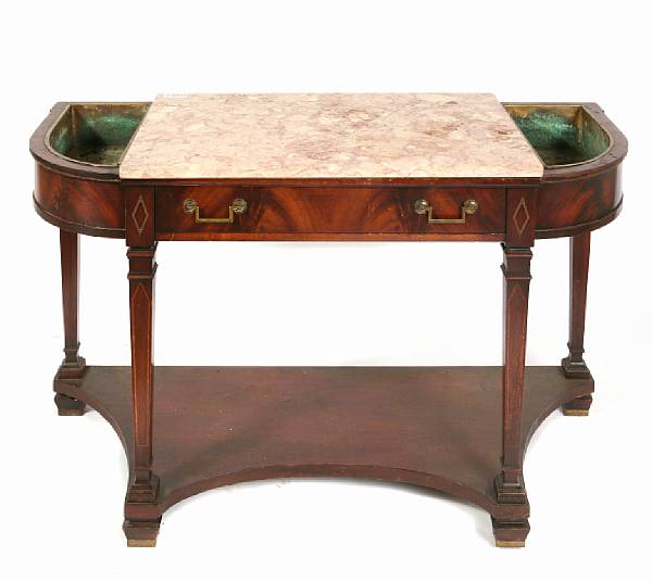 Appraisal: A Neoclassical style inlaid mahogany jardiniere stand first quarter th