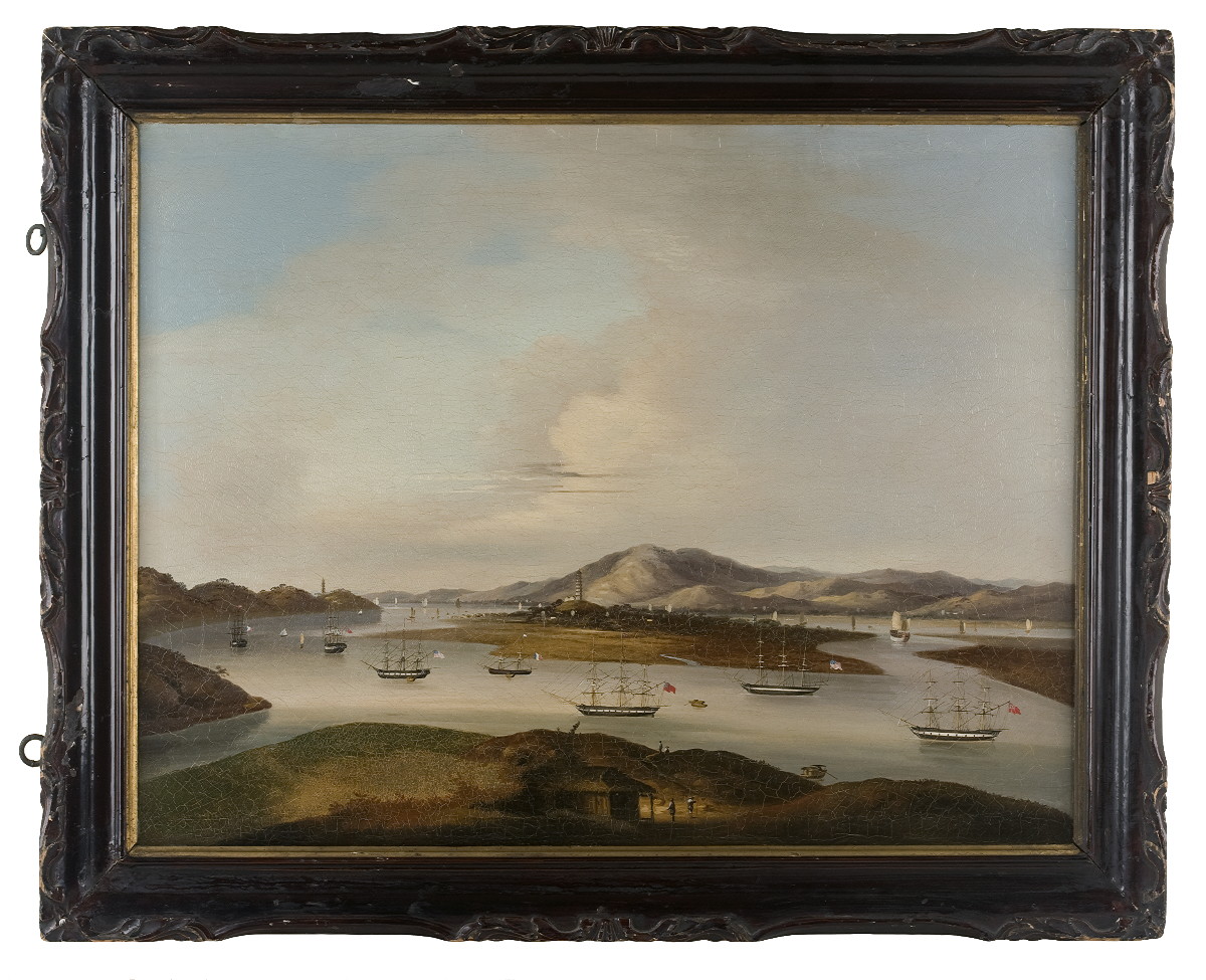 Appraisal: CHINA TRADE PAINTING OF THE WHAMPOA ANCHORAGE SEEN FROM DANE'S