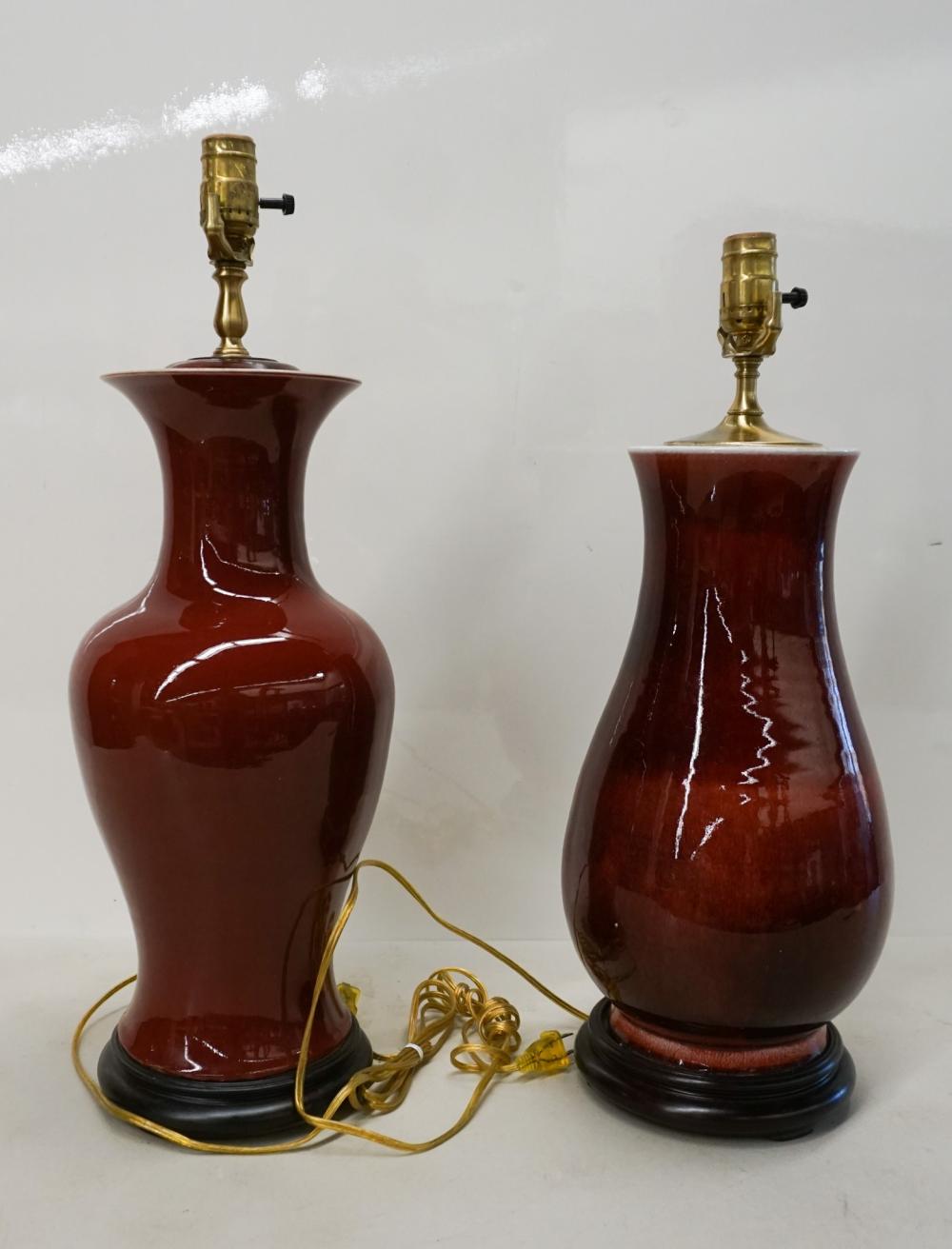 Appraisal: Two Chinese Sang de Boeuf Vases Mounted as Lamps in