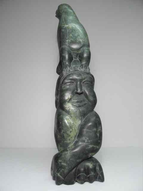 Appraisal: Kaka Qaqaq Ashoona Canadian - carved stone inuit totem sculpture