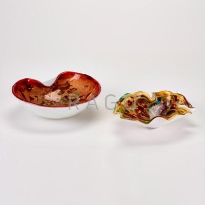 Appraisal: MURANO Two free-form bowls one with red and white aventurine