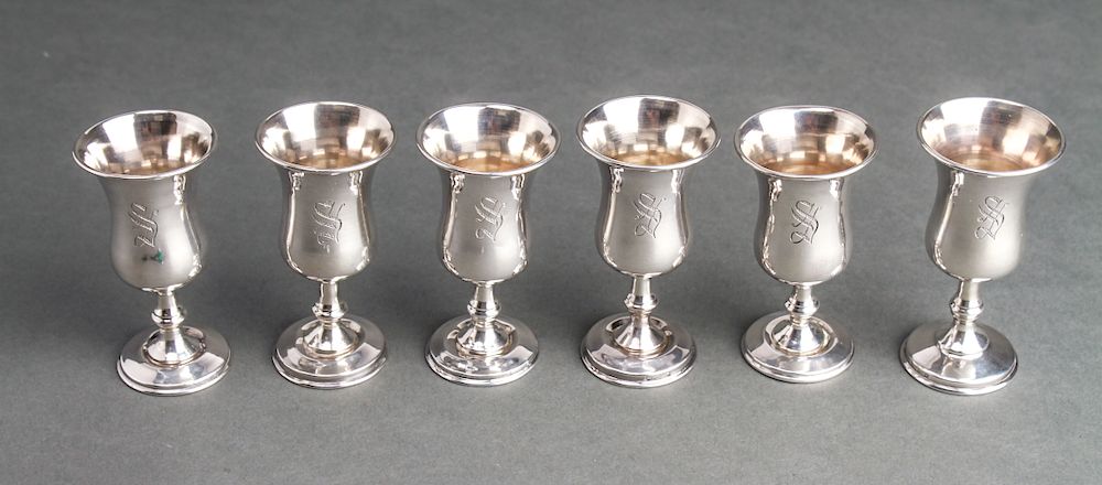 Appraisal: Sterling Silver Footed Cordial Cups Sterling silver cordial cups set