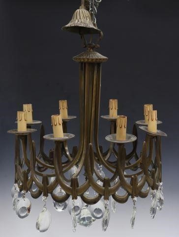 Appraisal: Italian mid-century modern eight-light chandelier attributed to Angelo Gaetano Sciolari