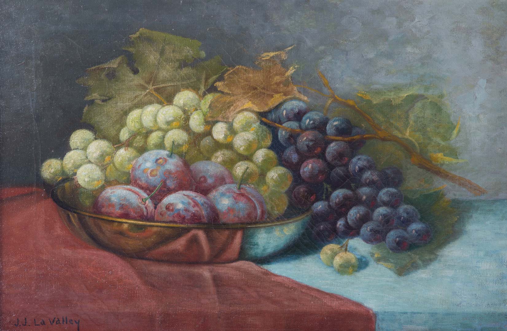 Appraisal: Jonas LaValley Still Life with Grapes oil Jonas Joseph LaValley