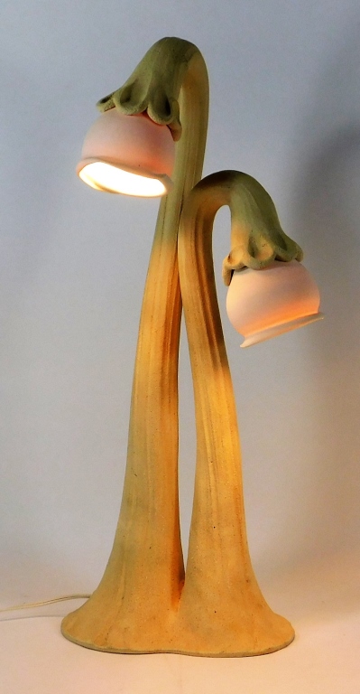 Appraisal: DOUG BLUM CONTEMPORARY TWO LIGHT POTTERY LILY LAMP United States